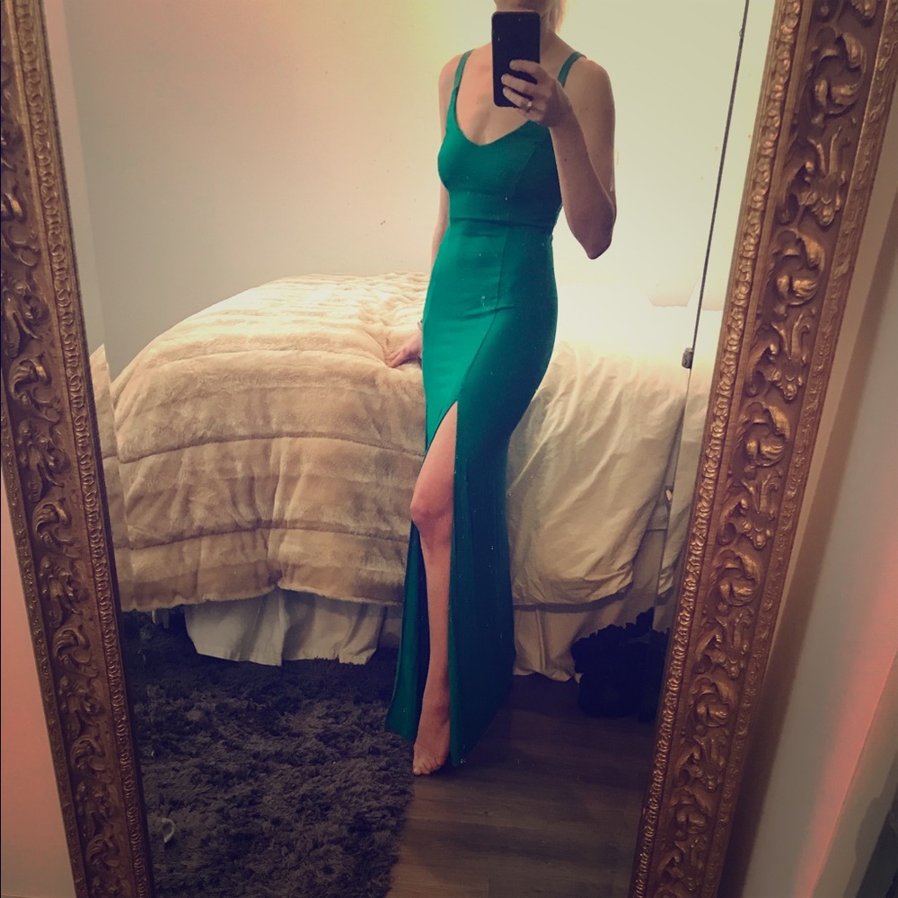 Asos emerald green fitted Jersey maxi dress